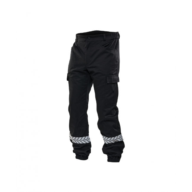 Pantalon Sécurité Privée Noir avec Bandes Haute Visibilité GK SAFETEK
